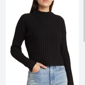 Madewell Black Mock Neck Crop Sweater - Size Large